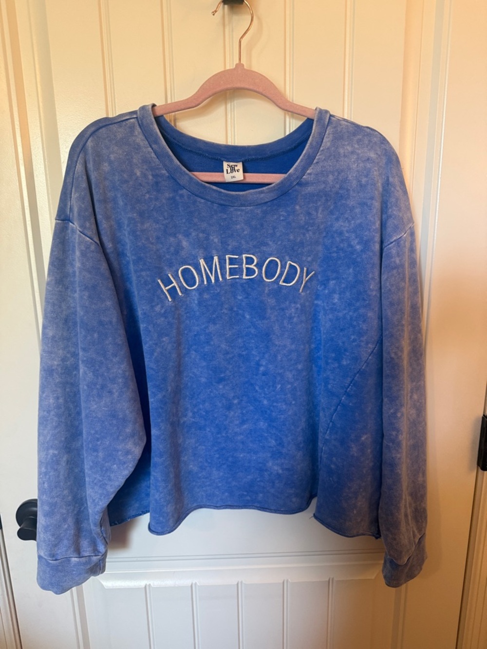 Sew In Love Blue Washed Crewneck Pullover